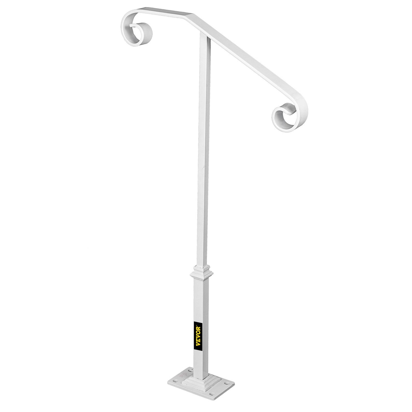 Single Post Handrail White Wrought Iron Post Mount Step Grab Supports Fits 1 or 2 Steps Grab Rail Single Post Railing