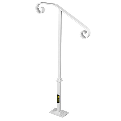 Single Post Handrail White Wrought Iron Post Mount Step Grab Supports Fits 1 or 2 Steps Grab Rail Single Post Railing