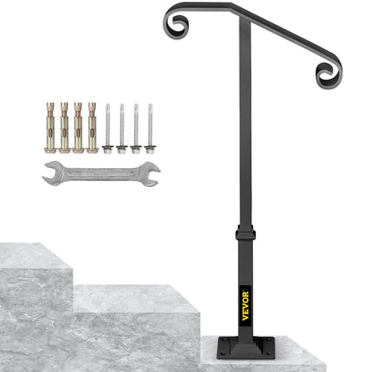 Single post handrail Handrail Wrought iron Fits 1 or 2 steps matt grey