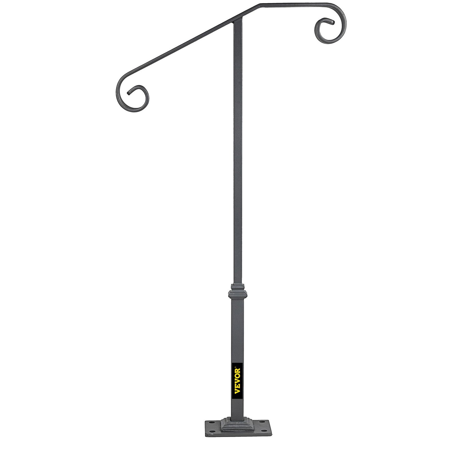 Single post handrail Handrail Wrought iron Fits 1 or 2 steps matt grey