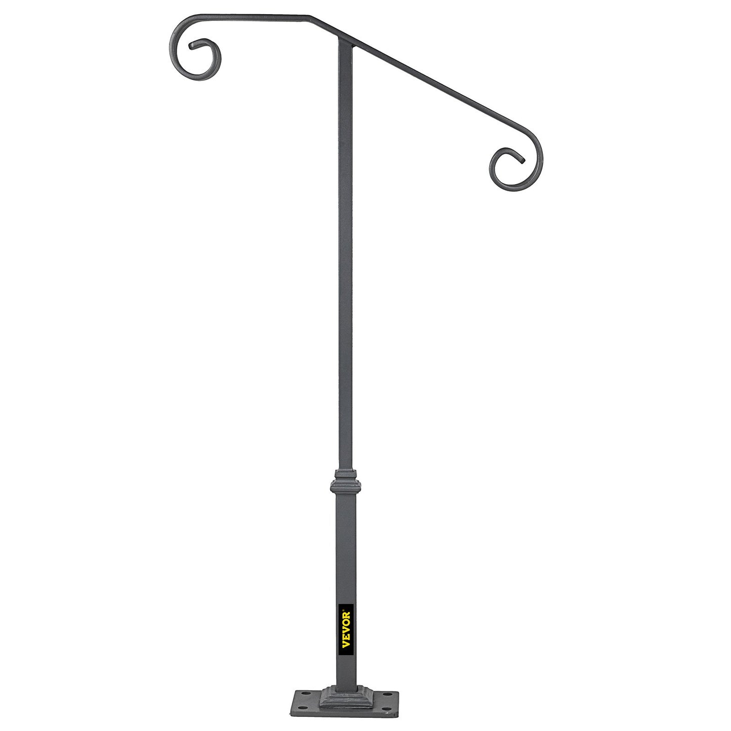 Single post handrail Handrail Wrought iron Fits 1 or 2 steps matt grey