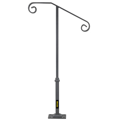 Single post handrail Handrail Wrought iron Fits 1 or 2 steps matt grey