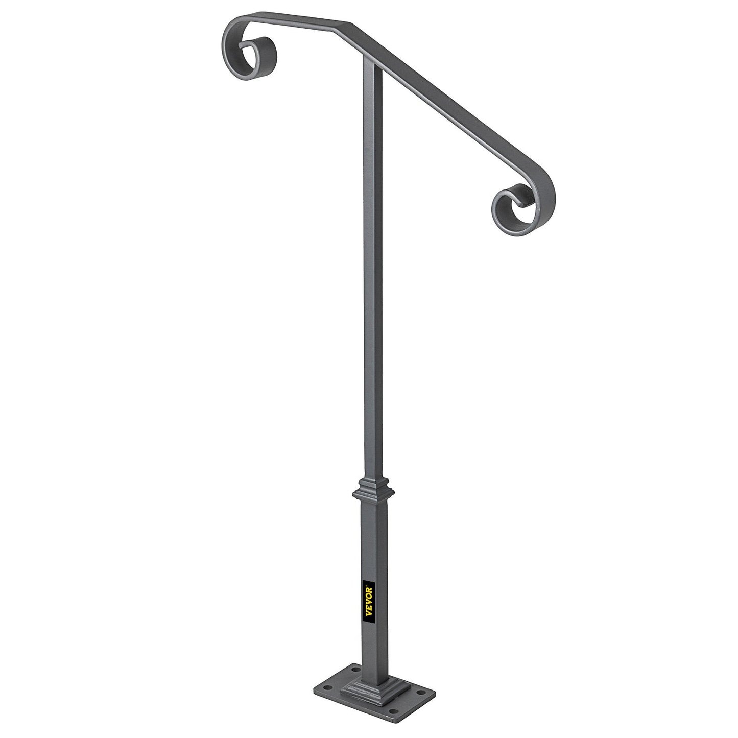 Single post handrail Handrail Wrought iron Fits 1 or 2 steps matt grey