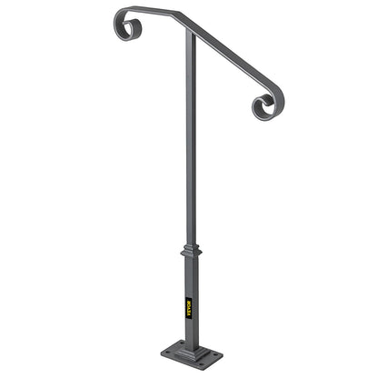Single post handrail Handrail Wrought iron Fits 1 or 2 steps matt grey