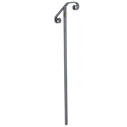 Single Post Handrail Wrought Iron Post Mount Step Grab Supports in Ground Long Post Fits 1 or 2 Steps Grab Rail Single Post Railing (Gray)