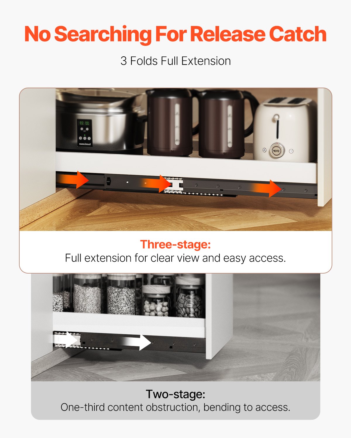 Undermonterade lådslider 16 tum under trappskåpsskenor 260 LB last