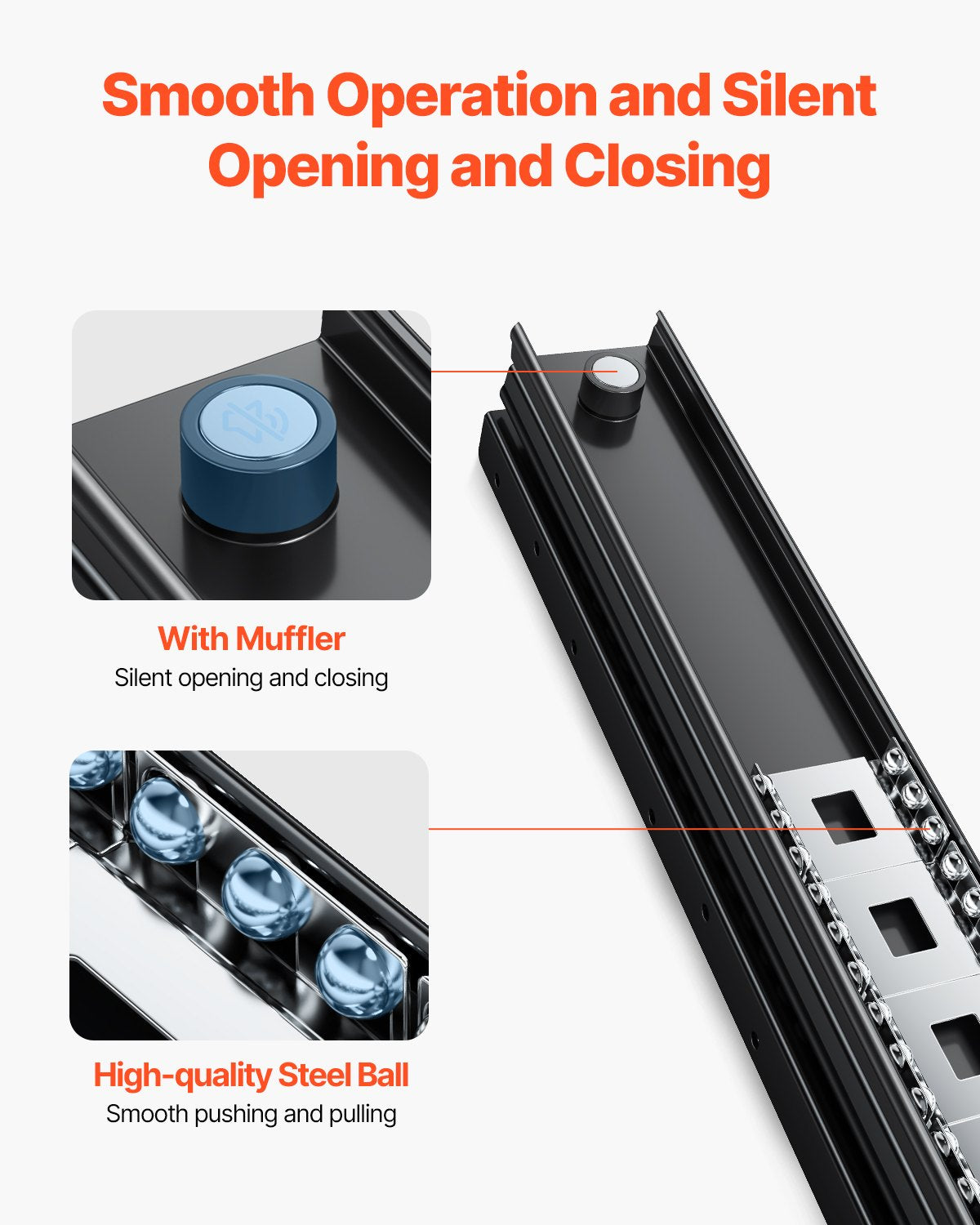 Unterbau-Schubladenführungen, 24 Zoll, unter Treppenschrankschienen, 260 LB Tragkraft