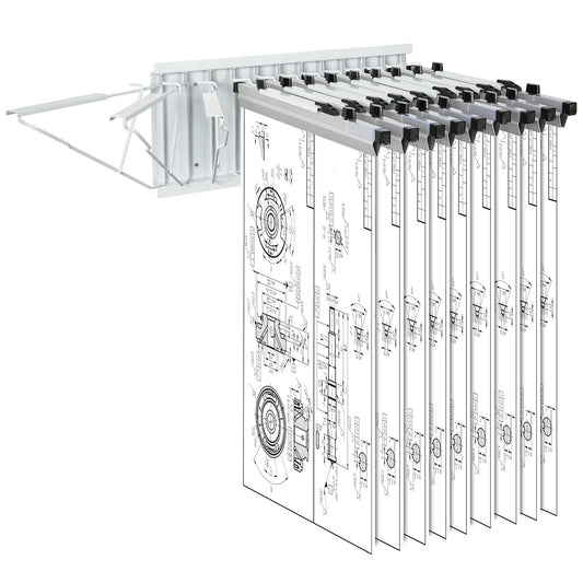 Wall Mount Blueprint Storage Rack Blueprint Holder with 12 Swivel Brackets