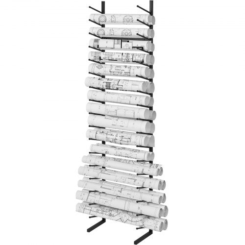 Blueprint Storage Rack, Hanging Poster Display Rack 16-Tier, Vertical Blueprint Roll File Holder 2 Rolls/tire, Roll File Storage Rack for Blueprint Map Poster