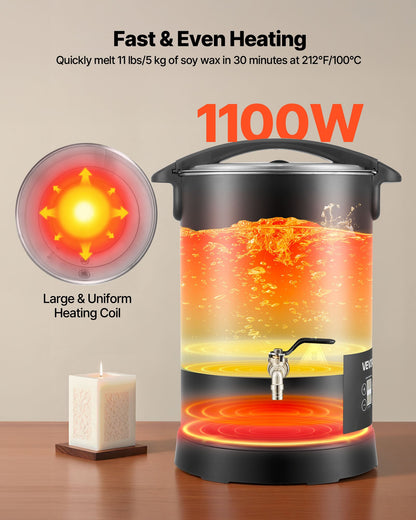 Wax Melter for Candle Making, 10.6 Qts, Fast and Even Heating, with Easy Pour Spout and Temp Digital Display, Hourglass Base for Non-Stick Smooth Flow, Wax Melting Pot for Making Candles Soaps