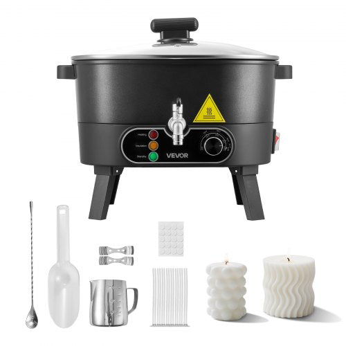 Wax Melter for Candle Making, 6.3 Qts, Fast and Even Heating, with Easy Pour Spout and Temperature Control, Grooved Base for Non-Stick and Smooth Flow, Wax Melting Pot for Making Candles Soaps