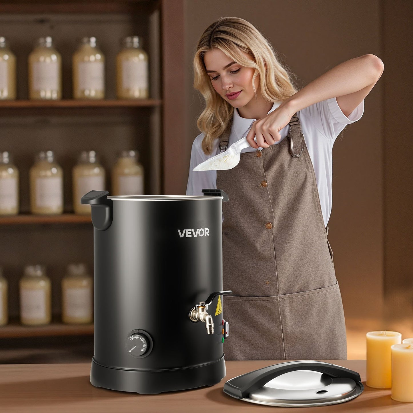 Wax Melter for Candle Making, 8.5 Qts, Fast and Even Heating, with Easy Pour Spout and Temperature Control, Hourglass Base for Non-Stick Smooth Flow, Wax Melting Pot for Making Candles Soaps