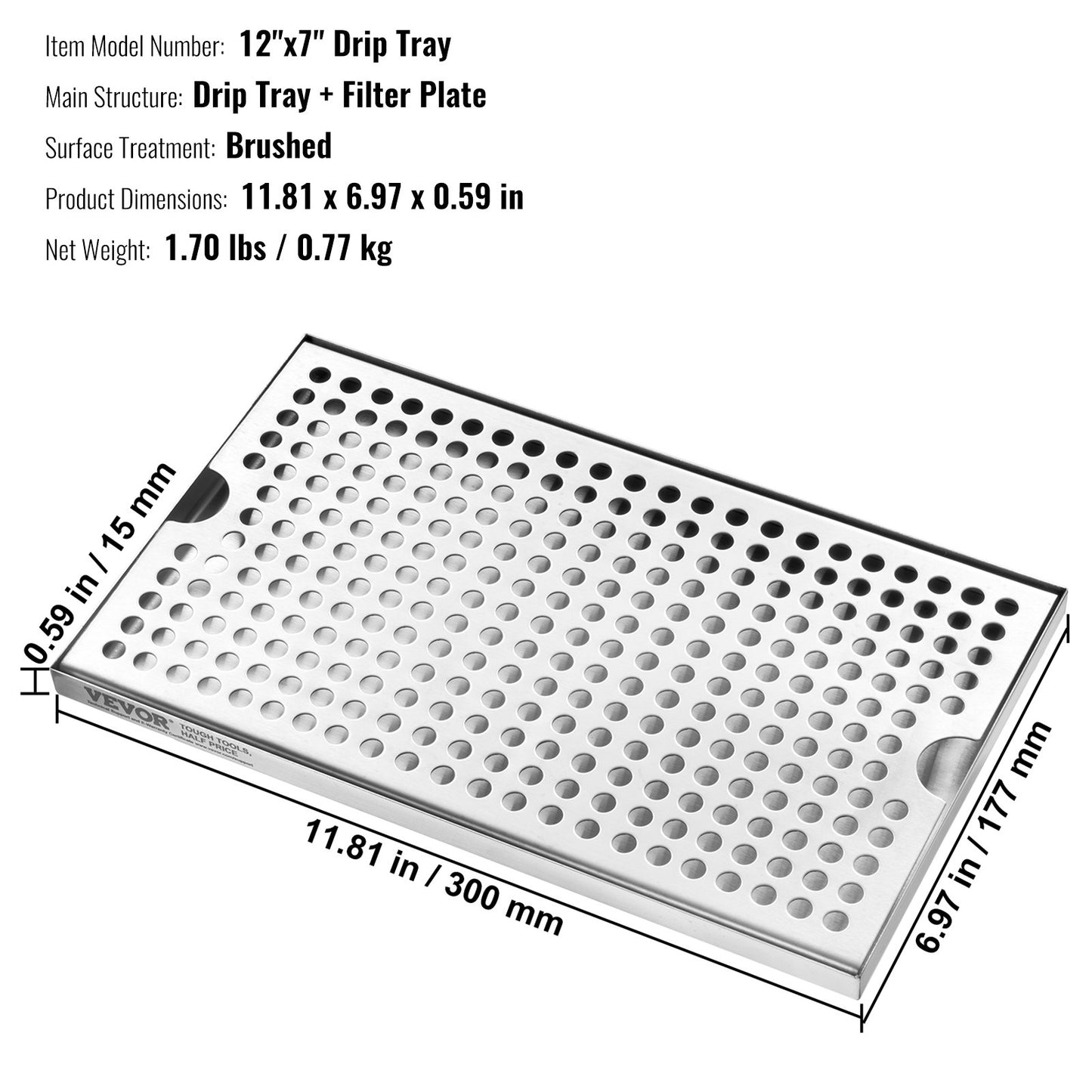 Biertropfschale, 304 Edelstahl-Kegerator-Tropfschalen mit Anti-Rutsch-Pads