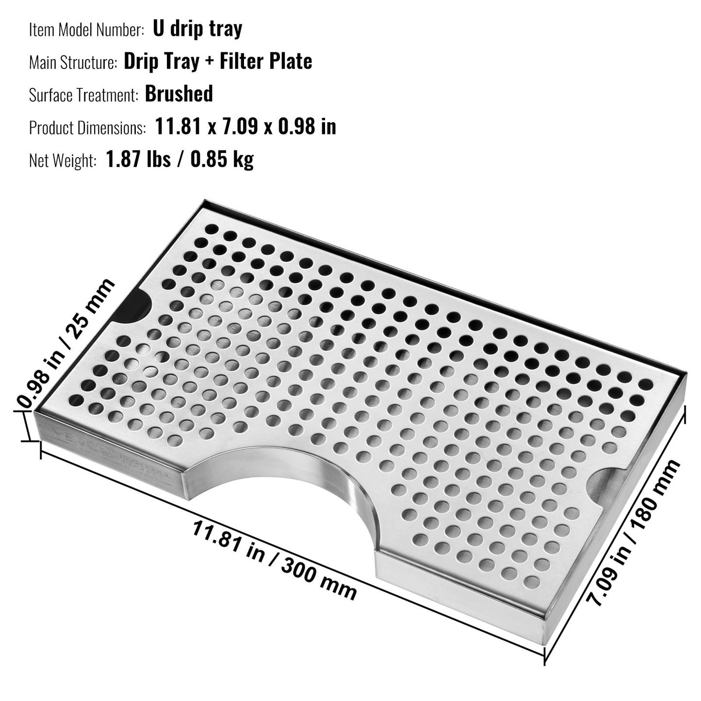 Kegerator beer drip tray 304 stainless steel keg trays with non-slip pads