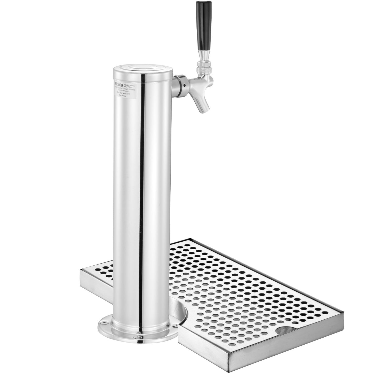 Kegerator Tower Kit, Single Tap Beer Conversion Kit, Keg Beer Tower Dispenser i rostfritt stål med Dual Gauge W21.8 Regulator & S-System Keg Coupler, öldroppbricka för festhem