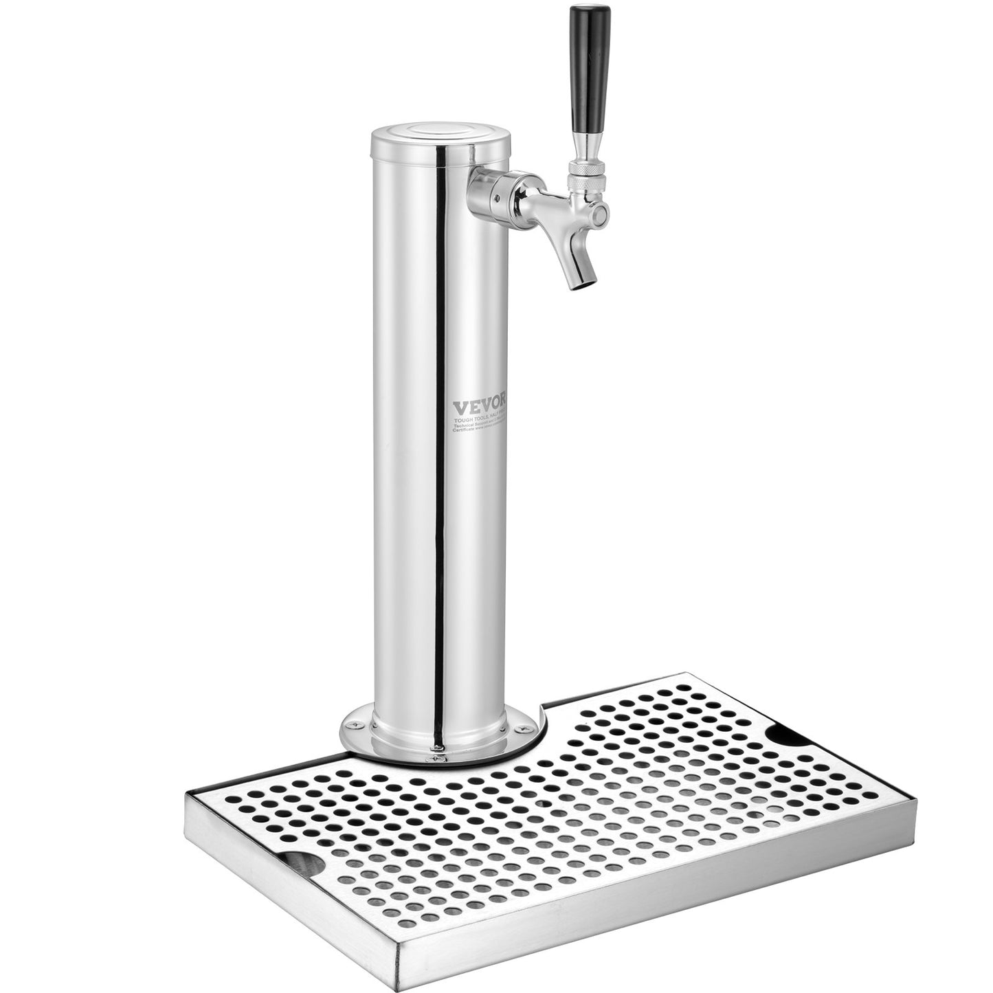 Kegerator Tower Kit, Single Tap Beer Conversion Kit, Keg Beer Tower Dispenser i rostfritt stål med Dual Gauge W21.8 Regulator & S-System Keg Coupler, öldroppbricka för festhem