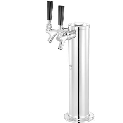 Kegerator Tower Kit, Dual Taps Beer Conversion Kit, Rostfritt stål Keg Beer Tower Dispenser med Dual Gauge W21.8 Regulator & S-System Keg Coupler för Party Home