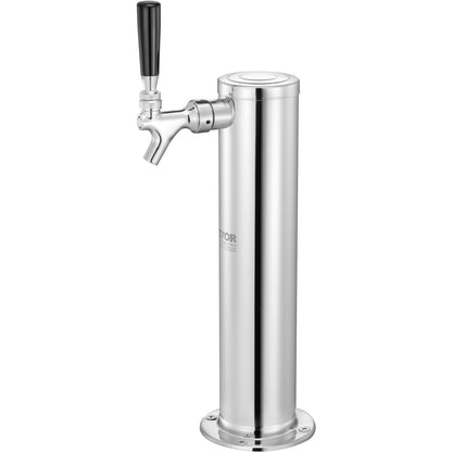 Kegerator Tower Kit, Single Tap Beer Conversion Kit, Rostfritt stål Keg Beer Tower Dispenser med Dual Gauge W21.8 Regulator & S-System Keg Coupler för Party Home