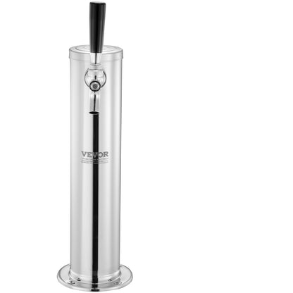 Kegerator Tower Kit, Single Tap Beer Conversion Kit, Rostfritt stål Keg Beer Tower Dispenser med Dual Gauge W21.8 Regulator & S-System Keg Coupler för Party Home