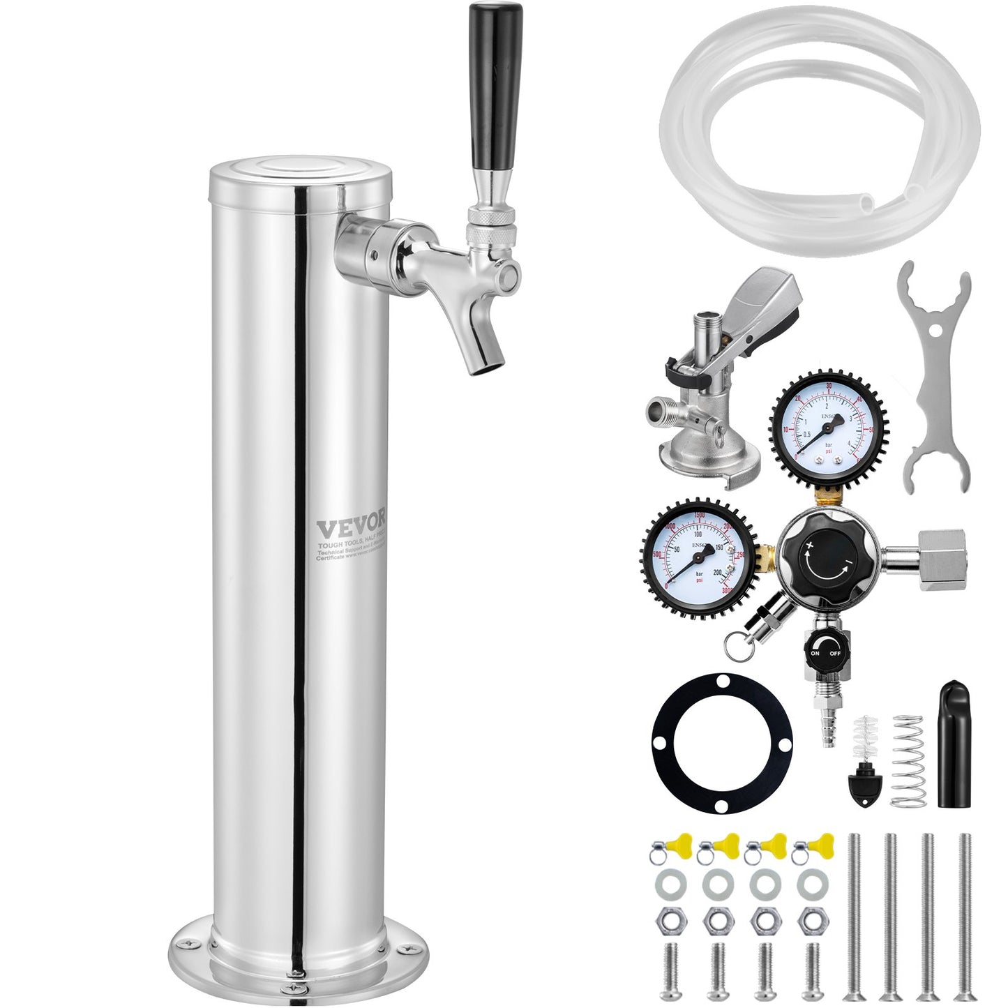 Single Tap Kegerator Tower Kit Kegerator Beer Tower & A-System Keg Coupler