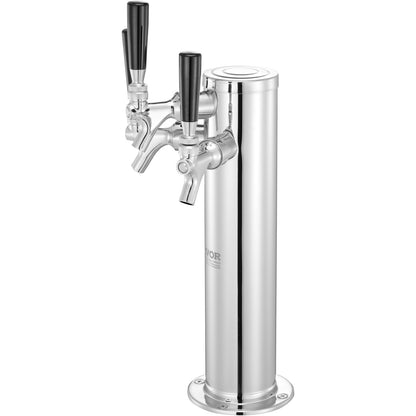 Triple Taps Draft Beer Tower Dispenser, Stainless Steel Keg Beer Tower, Kegerator Tower Kit with Pre-Assembled Tubing and Self-Closing Faucet Shanks for Party, Bar, Pub, Restaurant