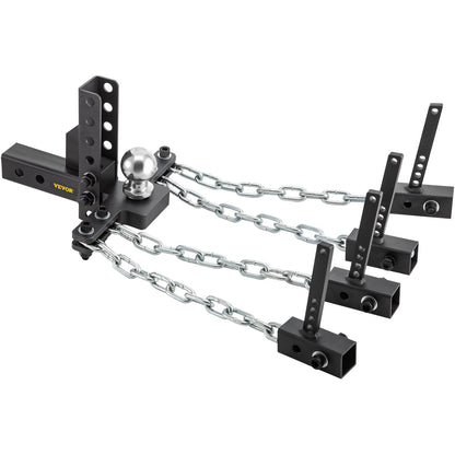 Gewichtsverteilungskupplung, 1000 lb Hochleistungs-Nivellierungskupplung mit Pendelkontrolle, 2"-Kugel &amp; 4"-Absenkung/Hebevorrichtung &amp; 4 Ketten &amp; universelle Rahmenhalterung, ruckfreies und schwankungsfreies Ziehen von Anhängern