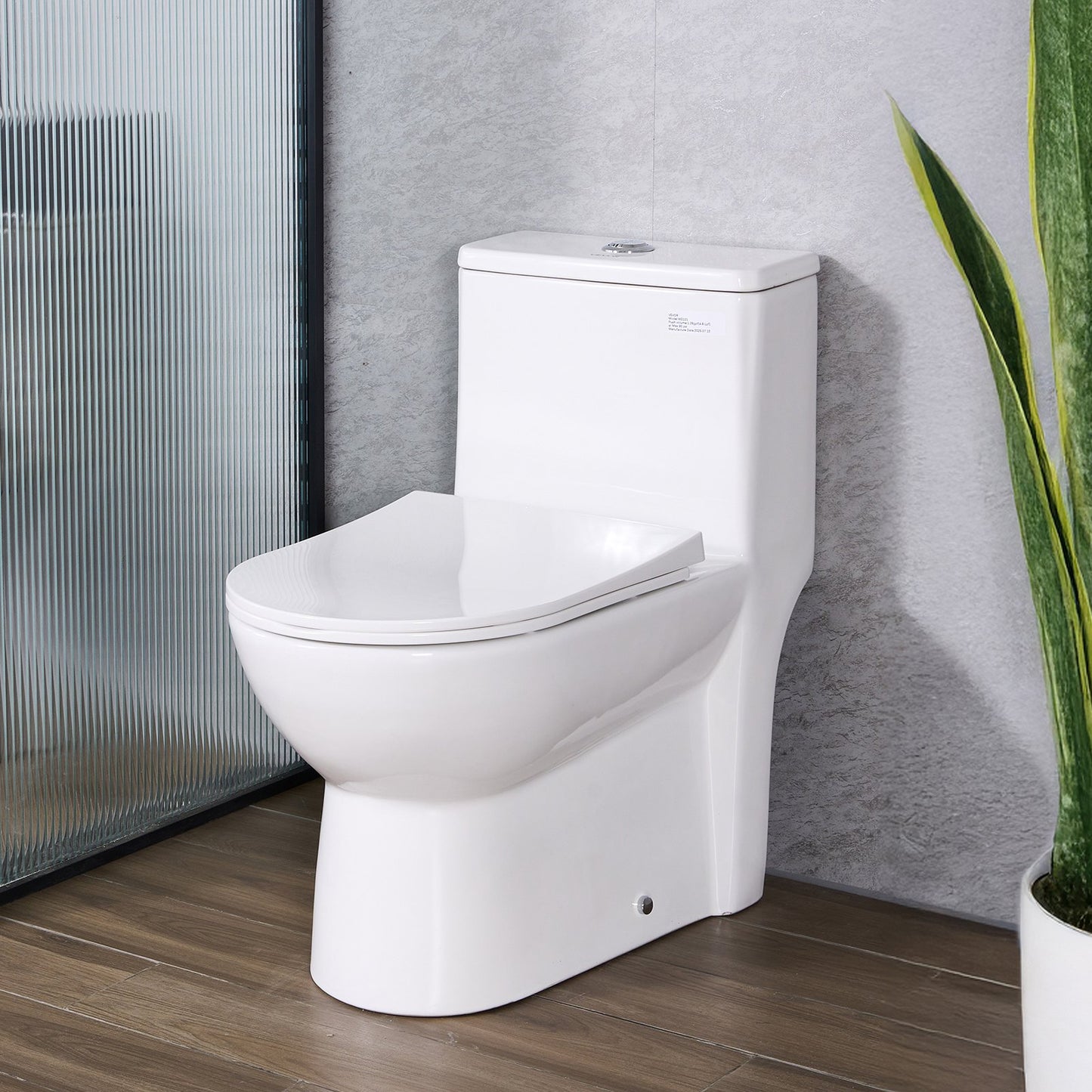 One-Piece Toilet, Elongated Toilet Vortex Dual-Flush 1.1/1.6 GPF, Toilets for Bathroom with Comfortable Chair Seat, Standard Height, Easy-Clean Skirted Design, 10 inch Rough-In, White + Silver