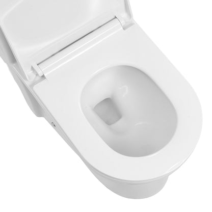 One-Piece Toilet, Elongated Toilet Vortex Dual-Flush 1.1/1.6 GPF, Toilets for Bathroom with Comfortable Chair Seat, Standard Height, Easy-Clean Skirted Design, 10 inch Rough-In, White + Silver