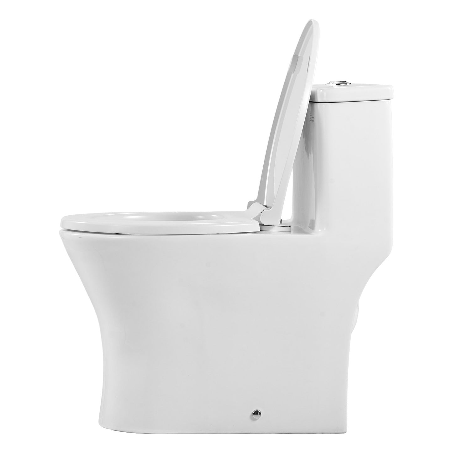 One-Piece Toilet, Elongated Toilet Vortex Dual-Flush 1.0/1.28 GPF, Toilets for Bathroom with Comfortable Chair Seat, Standard Height, Easy-Clean Skirted Design, 12 inch Rough-In, White + Silver