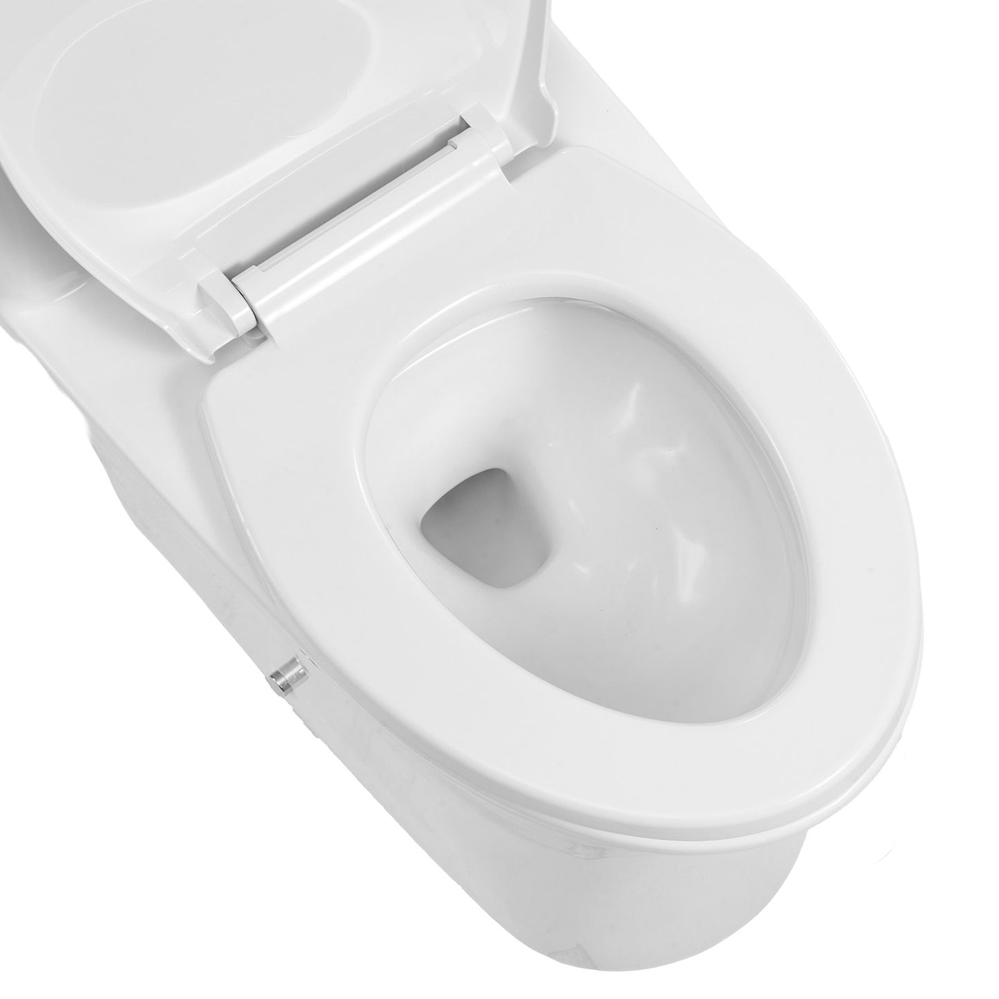 One-Piece Toilet, Elongated Toilet Vortex Dual-Flush 1.0/1.28 GPF, Toilets for Bathroom with Comfortable Chair Seat, Standard Height, Easy-Clean Skirted Design, 12 inch Rough-In, White + Silver