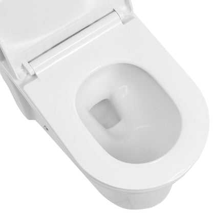 One-Piece Toilet, Elongated Toilet Vortex Dual-Flush 1.1/1.6 GPF, Toilets for Bathroom with Comfortable Chair Seat, 12 inch Rough-In, Black + White, Easy-Clean Skirted Design, Standard Height