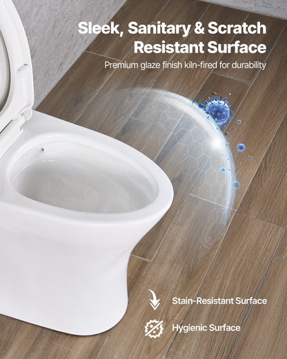 One-Piece Toilet, Elongated Toilet Vortex Dual-Flush 1.0/1.28 GPF, Toilets for Bathroom with Comfortable Chair Seat, Standard Height, Easy-Clean Skirted Design, 12 inch Rough-In, White + Black