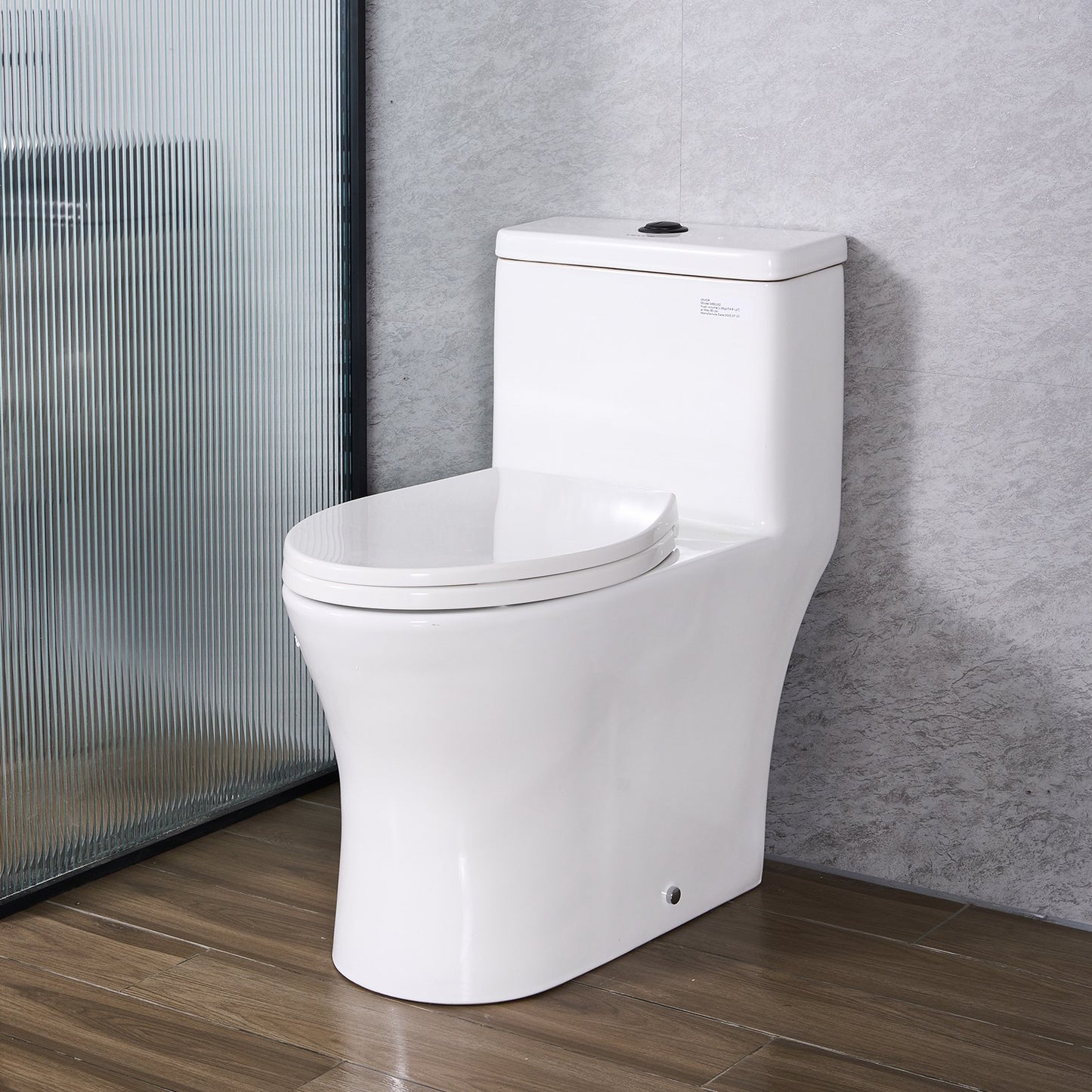 One-Piece Toilet, Elongated Toilet Vortex Dual-Flush 1.0/1.28 GPF, Toilets for Bathroom with Comfortable Chair Seat, Standard Height, Easy-Clean Skirted Design, 12 inch Rough-In, White + Black