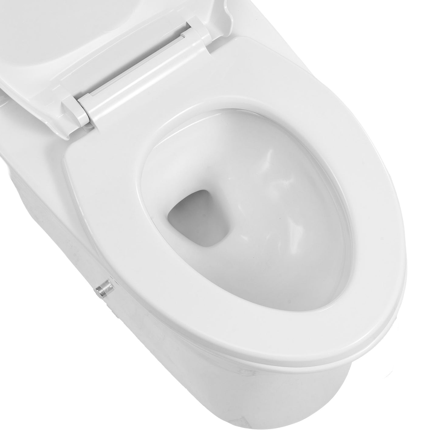One-Piece Toilet, Elongated Toilet Vortex Dual-Flush 1.0/1.28 GPF, Toilets for Bathroom with Comfortable Chair Seat, Standard Height, Easy-Clean Skirted Design, 12 inch Rough-In, White + Black