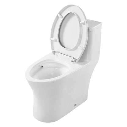 One-Piece Toilet, Elongated Toilet Vortex Dual-Flush 1.0/1.28 GPF, Toilets for Bathroom with Comfortable Chair Seat, Standard Height, Easy-Clean Skirted Design, 12 inch Rough-In, White + Black