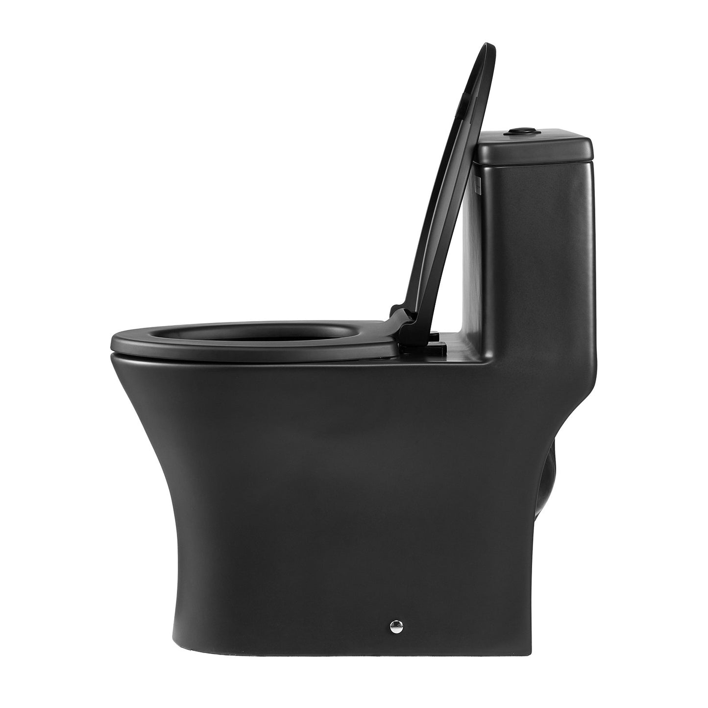 One-Piece Toilet, Elongated Toilet Vortex Dual-Flush 1.0/1.28 GPF, Toilets for Bathroom with Comfortable Chair Seat, Standard Height, Easy-Clean Skirted Design, 12″ Rough-In, Matte Black+ Black