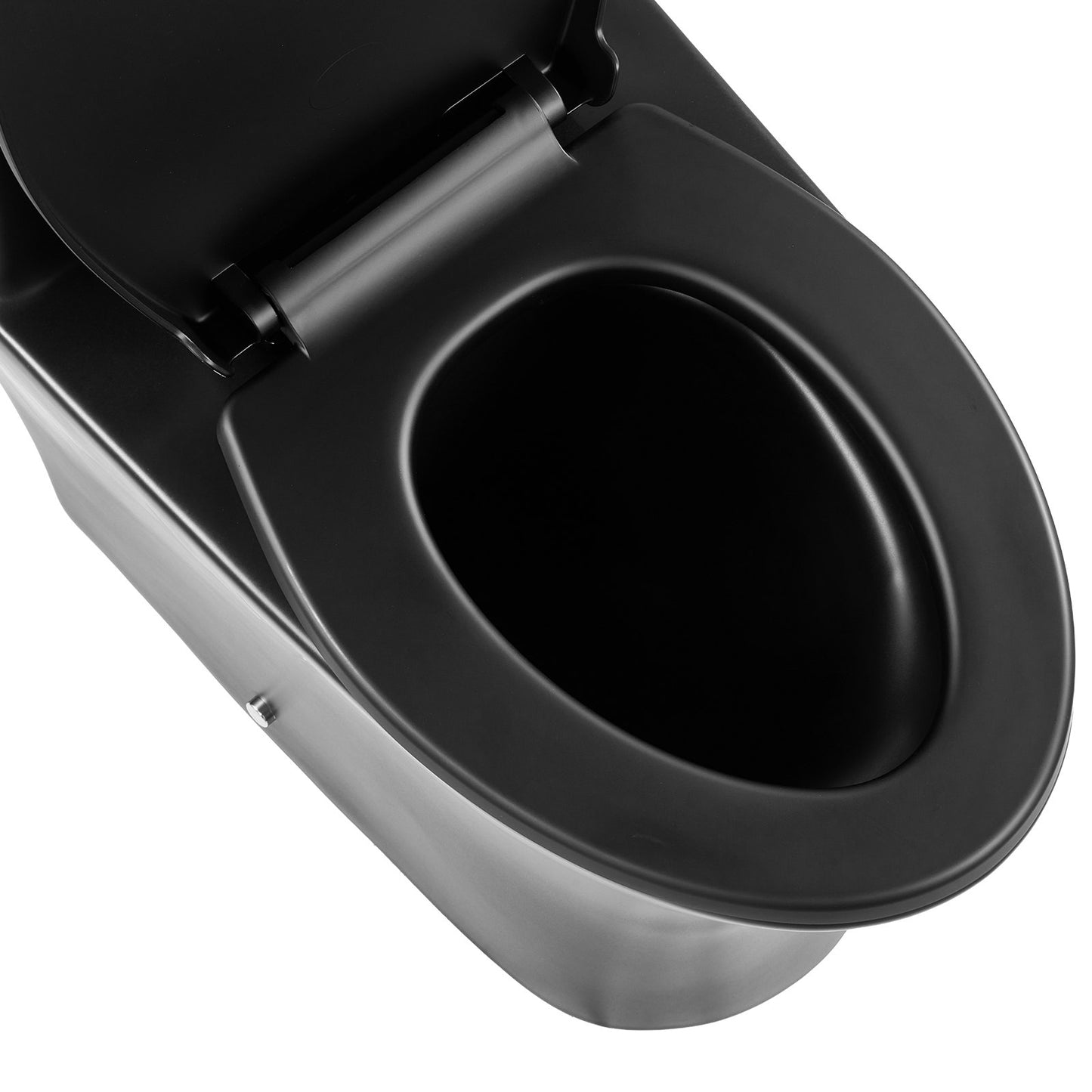 One-Piece Toilet, Elongated Toilet Vortex Dual-Flush 1.0/1.28 GPF, Toilets for Bathroom with Comfortable Chair Seat, Standard Height, Easy-Clean Skirted Design, 12″ Rough-In, Matte Black+ Black