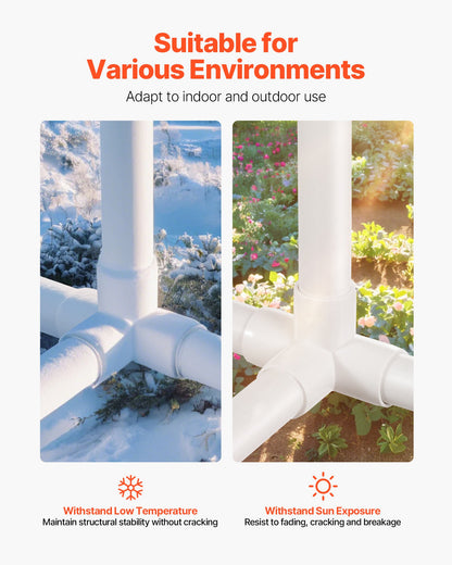 4-Way PVC Fittings, 1-inch PVC Pipe Joints Elbow Connector, 10-Pack Furniture Grade Pipe Corner Connectors for DIY Storage Rack, Animal Cage, Garden Support Frame, Impact & Weather-Resistant