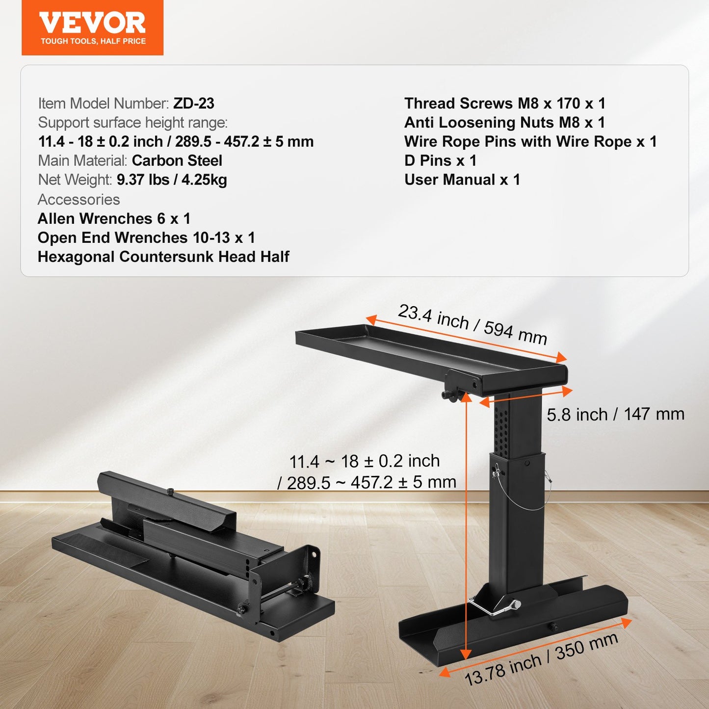 Ladder Levler, 23.4 L x 11.4-18 in H Support Surface, Steel Ladder Leveling Tool, Folding Pitch Hopper, Stair Ladder Stabilizer Easy to Use,Extension Ladder Accessories for Uneven Ground