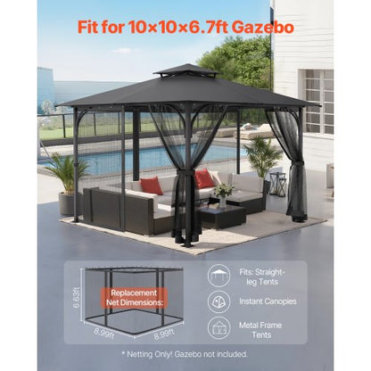 Replacement netting for pavilions, netting for 10x10x 6.7 ft patio, netting only | EU