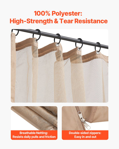 Gazebo Netting Replacement, Fit Most 10 x 10 x 7 FT Gazebo Curtain, Outdoor Garden Net, 4-Panel Sidewall Mesh Net, Patio Midge Netting with Double Zipper, Canopy Screen (Netting Only)