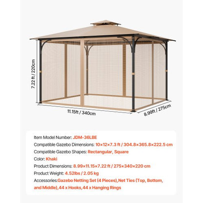 Replacement net for pavilions, net for 25x3.5x2.1 m patio, net only | EU
