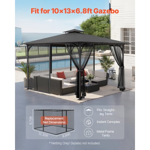 Replacement netting for pavilions for 25x3.3x1.8 m patio, netting only | EU