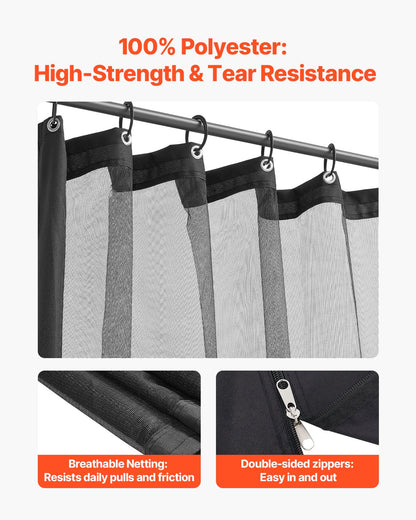 Gazebo Netting Replacement, Fit Most 10 x 13 x 6.8 FT Gazebo Curtain, Outdoor Garden Net, 4-Panel Sidewall Mesh Net, Patio Midge Netting with Double Zipper, Canopy Screen (Netting Only)