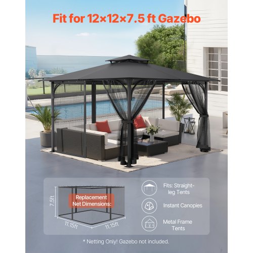 Replacement net for pavilions, net for 3.5x3.5x2.1m patio, net only | EU