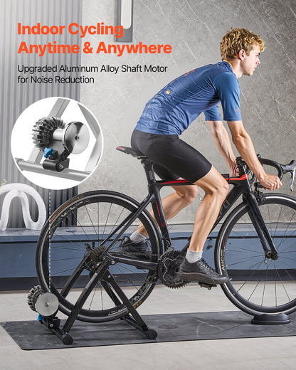 Bike Trainer, 26-29 Inch & 700C Wheels, Foldable Fluid Bicycle Stationary Trainer Stand for Indoor Exercise Riding with Quick Release Skewer & Front Wheel Riser Block, Fits Road Bikes, Black