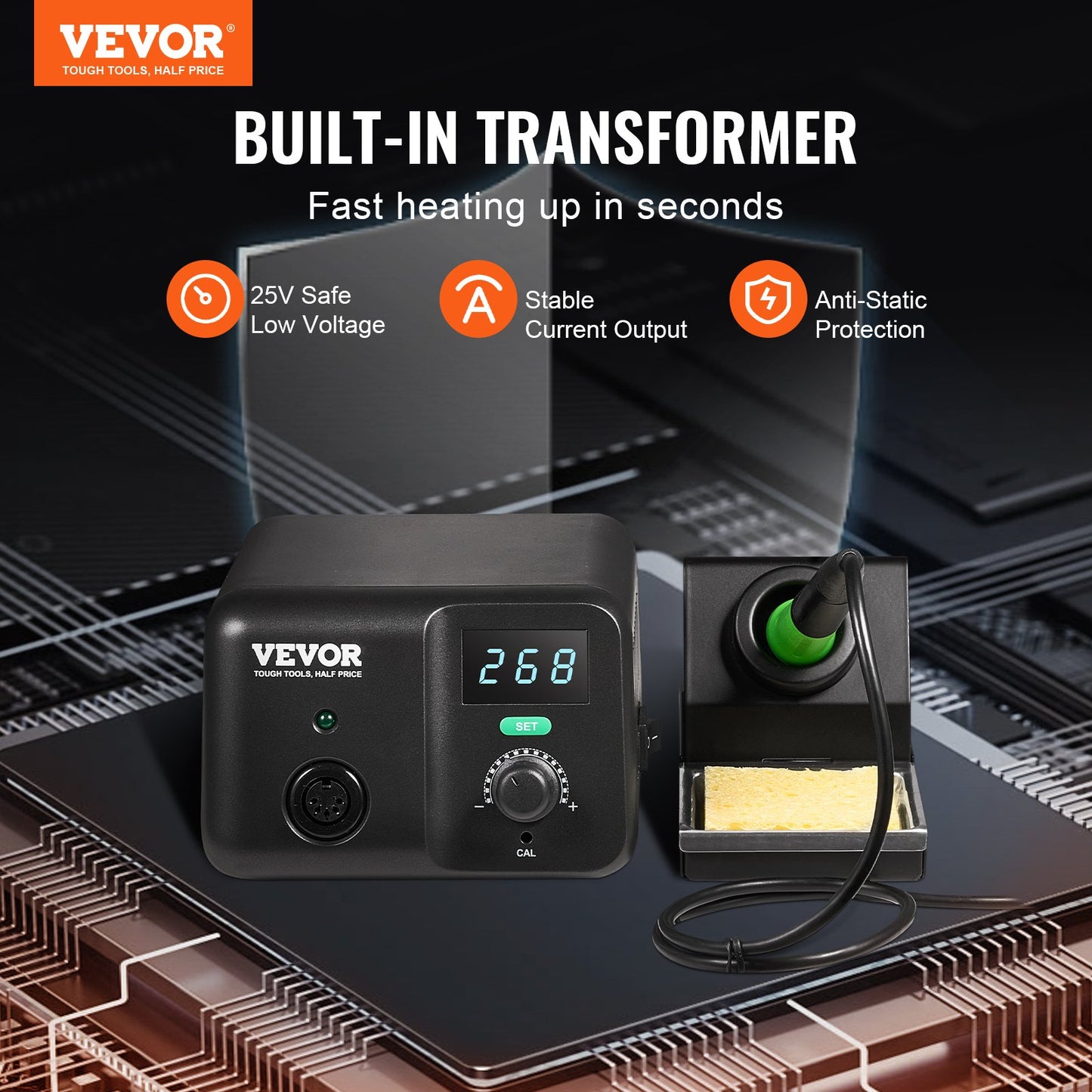 Lötkolbenstation, 70 W, LCD-Display, Lötstationen-Set, 122 °F–932 °F