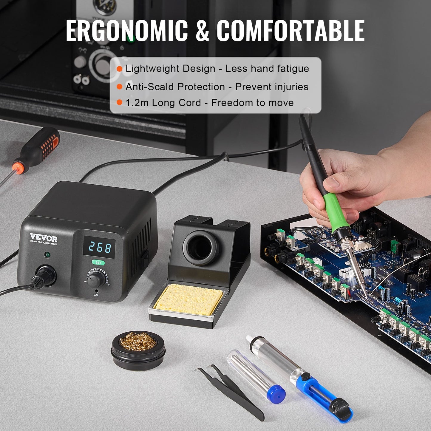 Lötkolbenstation, 70 W, LCD-Display, Lötstationen-Set, 122 °F–932 °F
