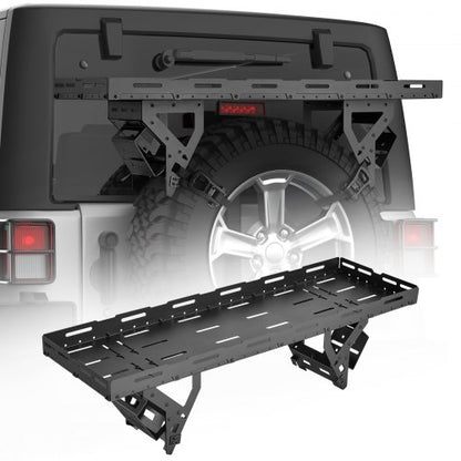 Spare Tire Cargo Basket, for 30-40 Inch Tires, Fit for 1976-2024 Jeep Wrangler JK JL TJ YJ CJ, 80 lbs Load Capacity, Utility Cargo Basket Rack Storage Tray Replacement, No-Drill Installation