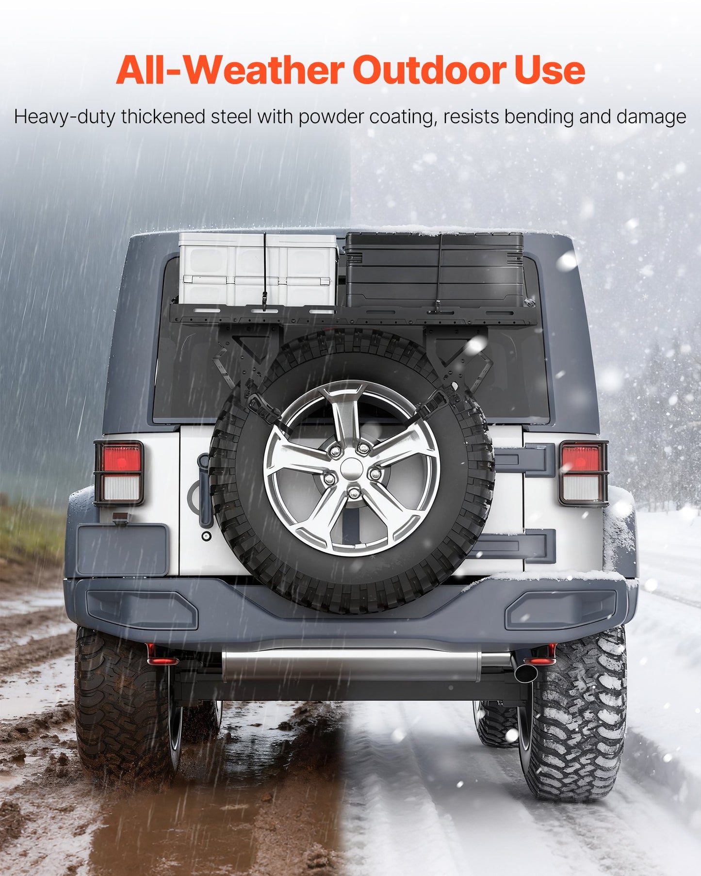 Spare Tire Cargo Basket, for 30-40 Inch Tires, Fit for 1976-2024 Jeep Wrangler JK JL TJ YJ CJ, 80 lbs Load Capacity, Utility Cargo Basket Rack Storage Tray Replacement, No-Drill Installation